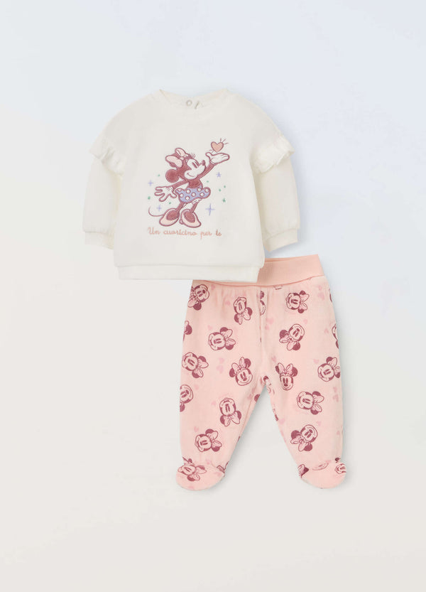 Set velours con rouches neonata