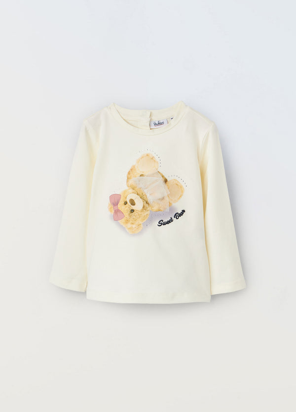 T-shirt a maniche lunghe con applicazioni neonata