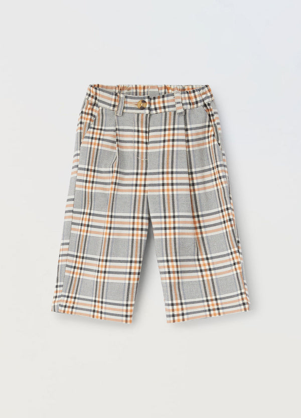 Pantaloni misto viscosa a quadri neonata