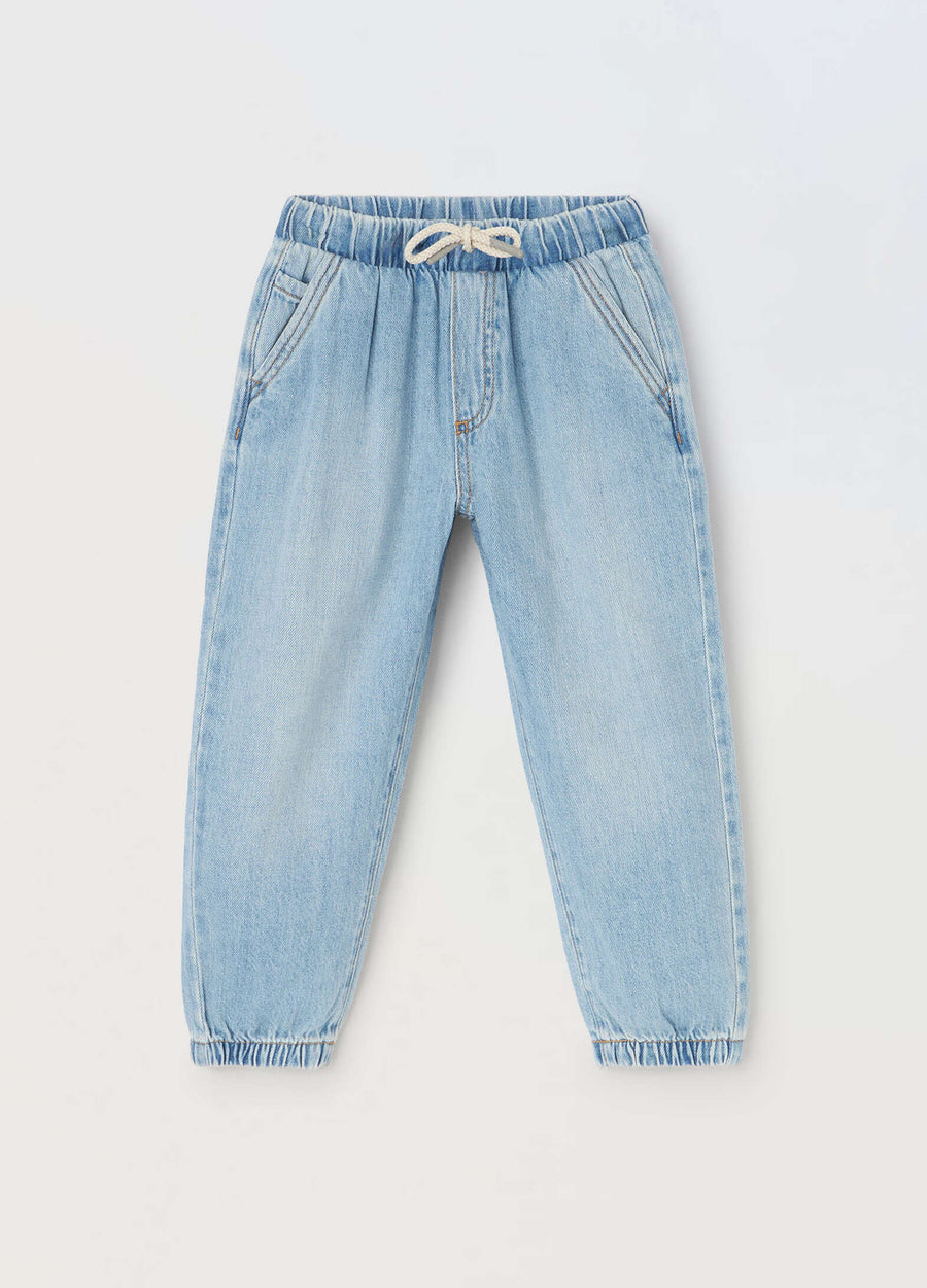 Jogger in denim di misto cotone bambino