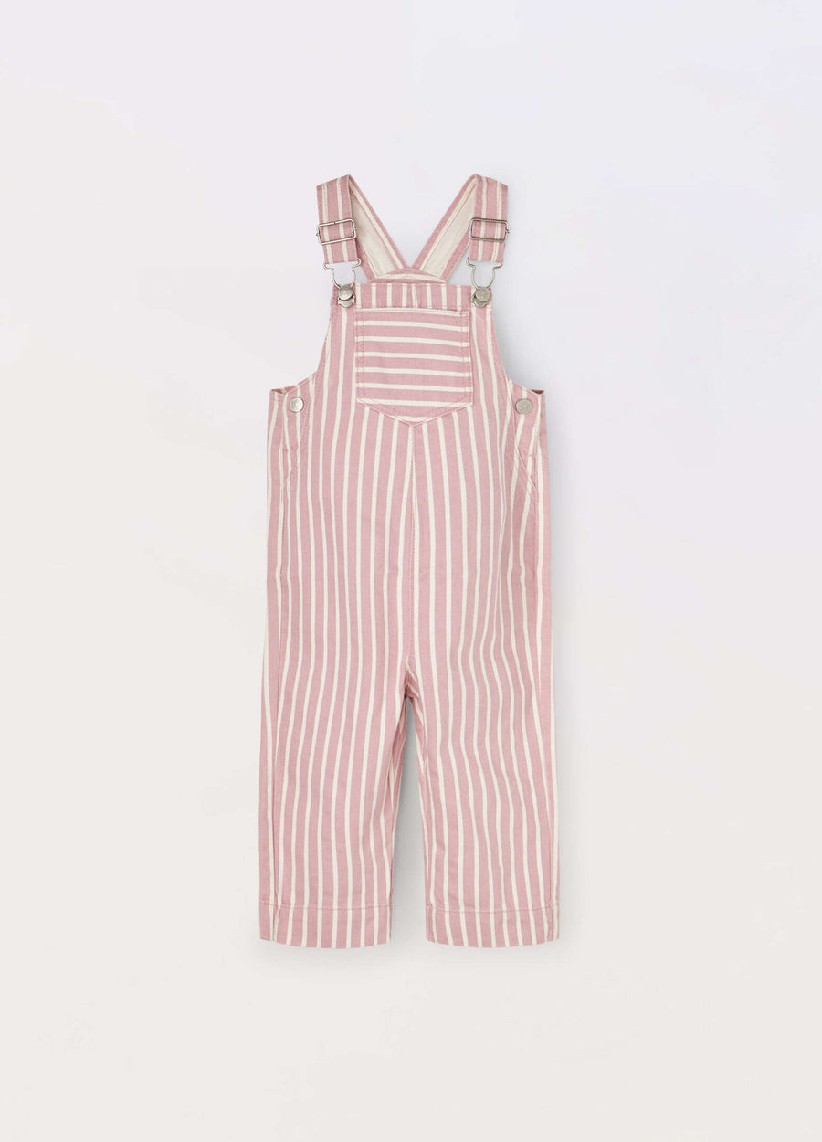Salopette in twill di puro cotone neonata