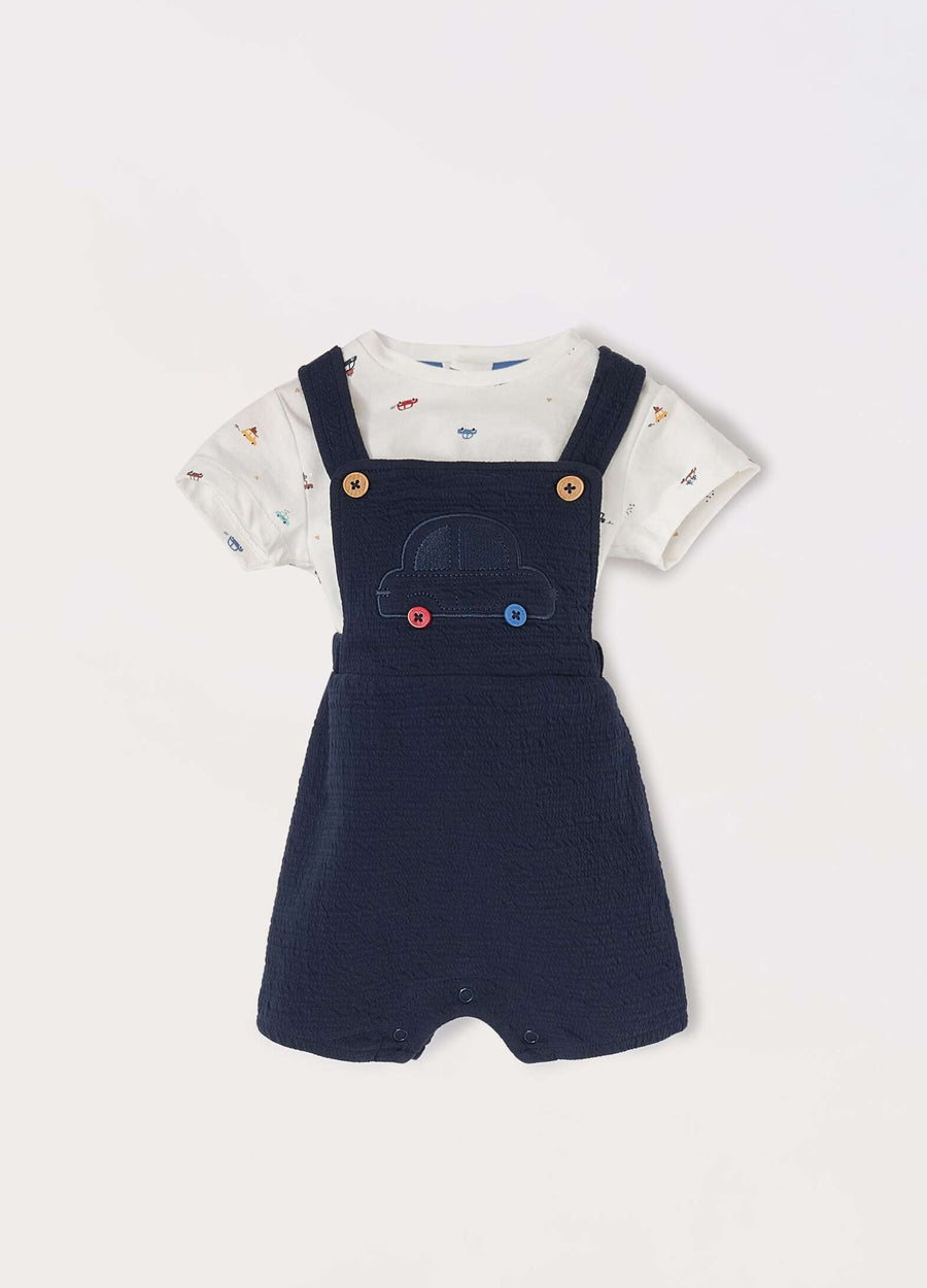Set in puro cotone salopette + t-shirt neonato