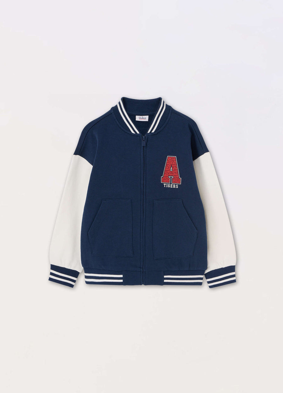 Felpa varsity in puro cotone bambino