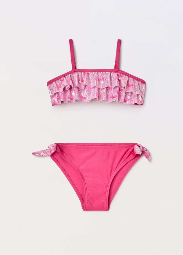 Costume bikini con rouches bambina