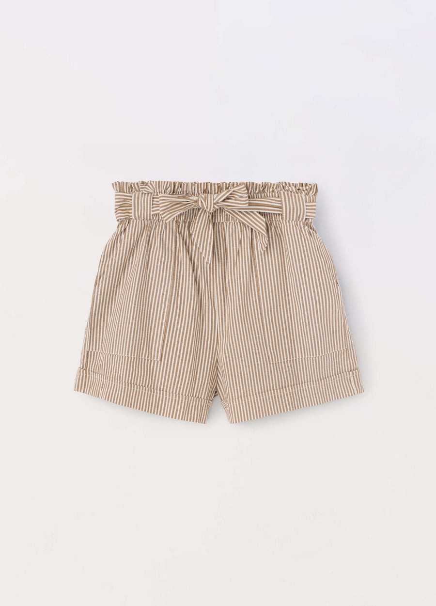 Shorts a righe in cotone stretch ragazza