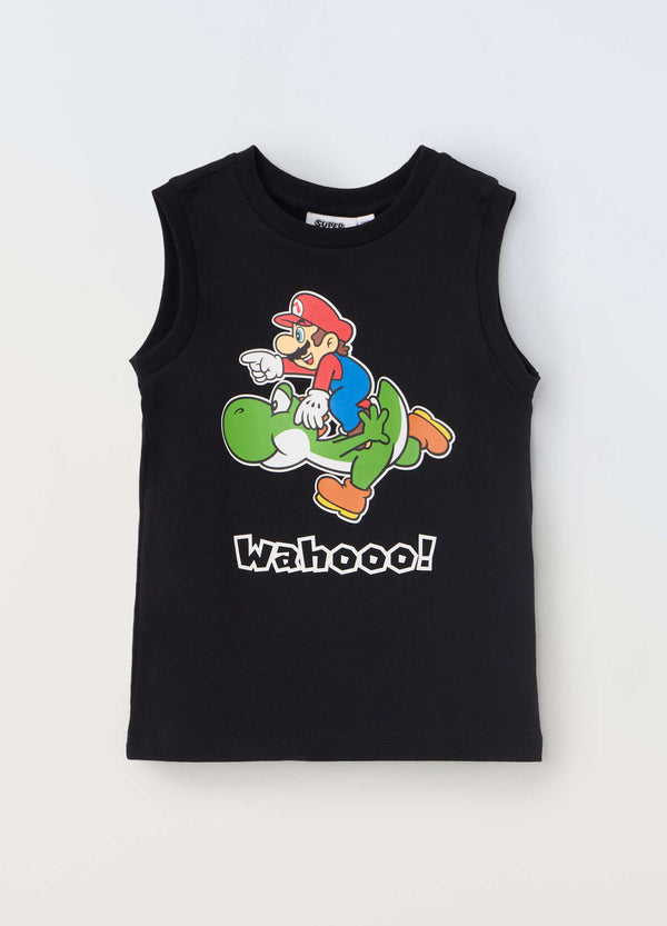 T-shirt smanicata in jersey di puro cotone bambino
