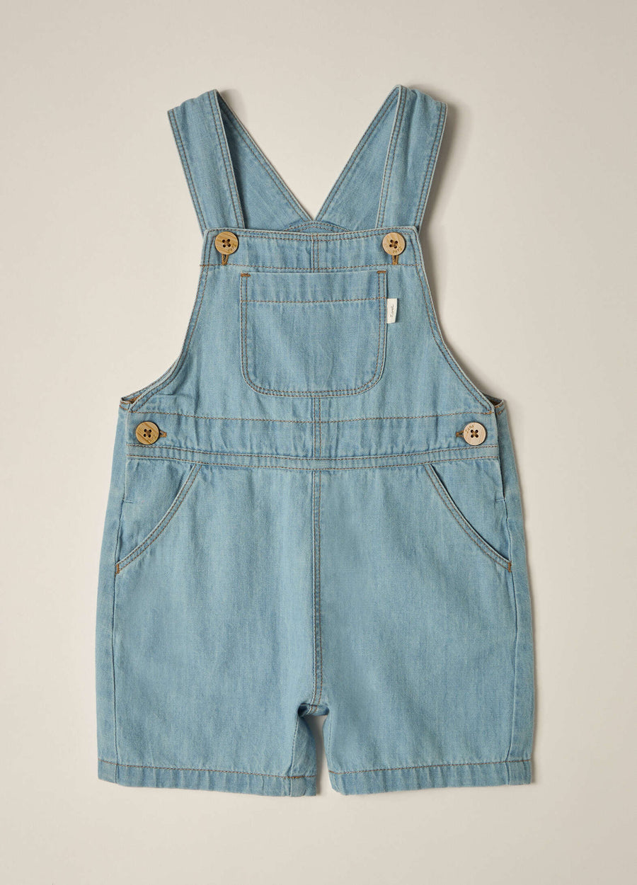 Salopette in denim di puro cotone neonato