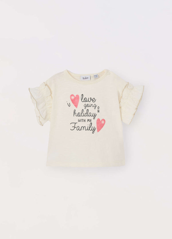 T-shirt in jersey slub di puro cotone neonata