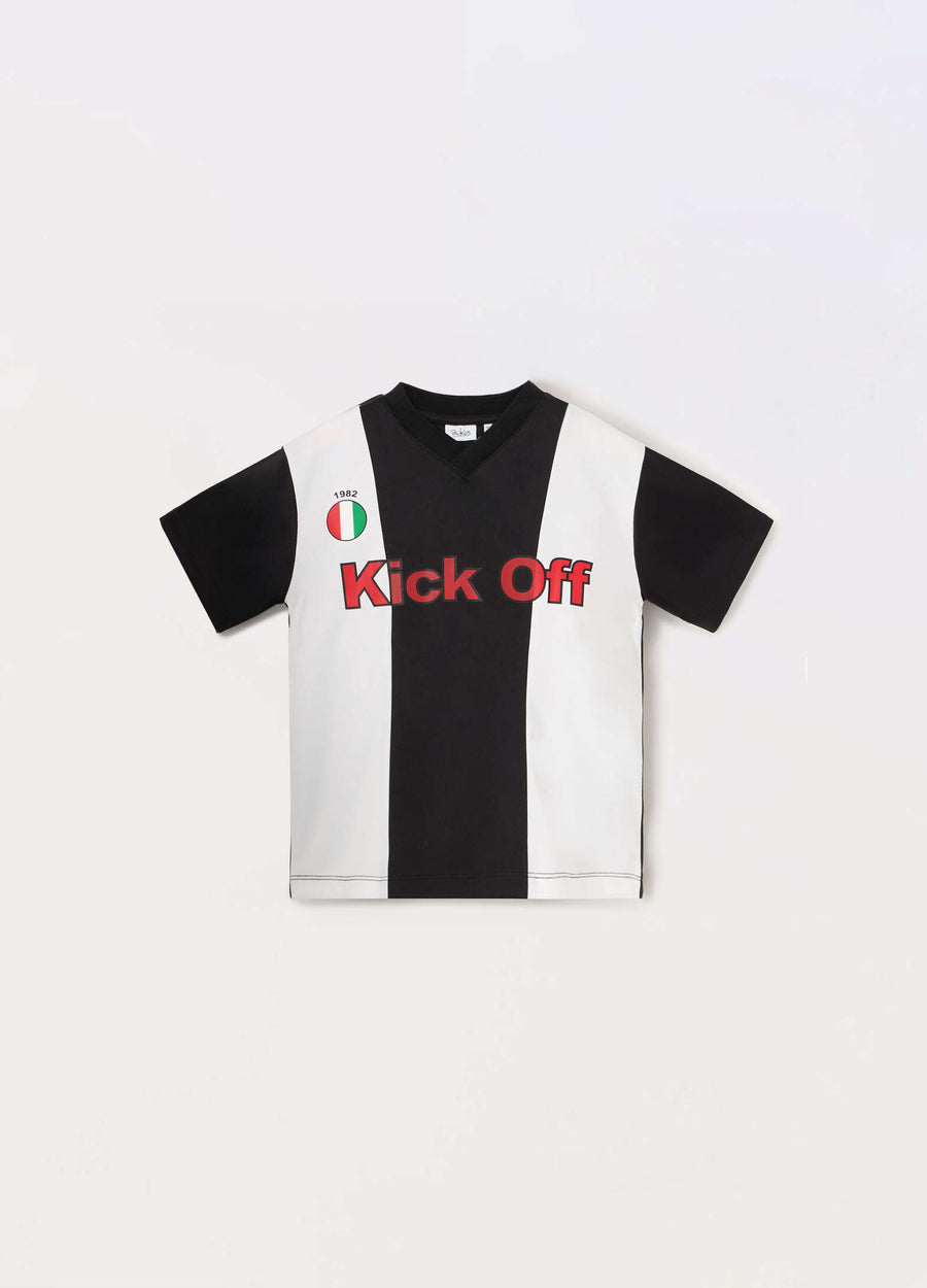 T-shirt calcio a righe bambino