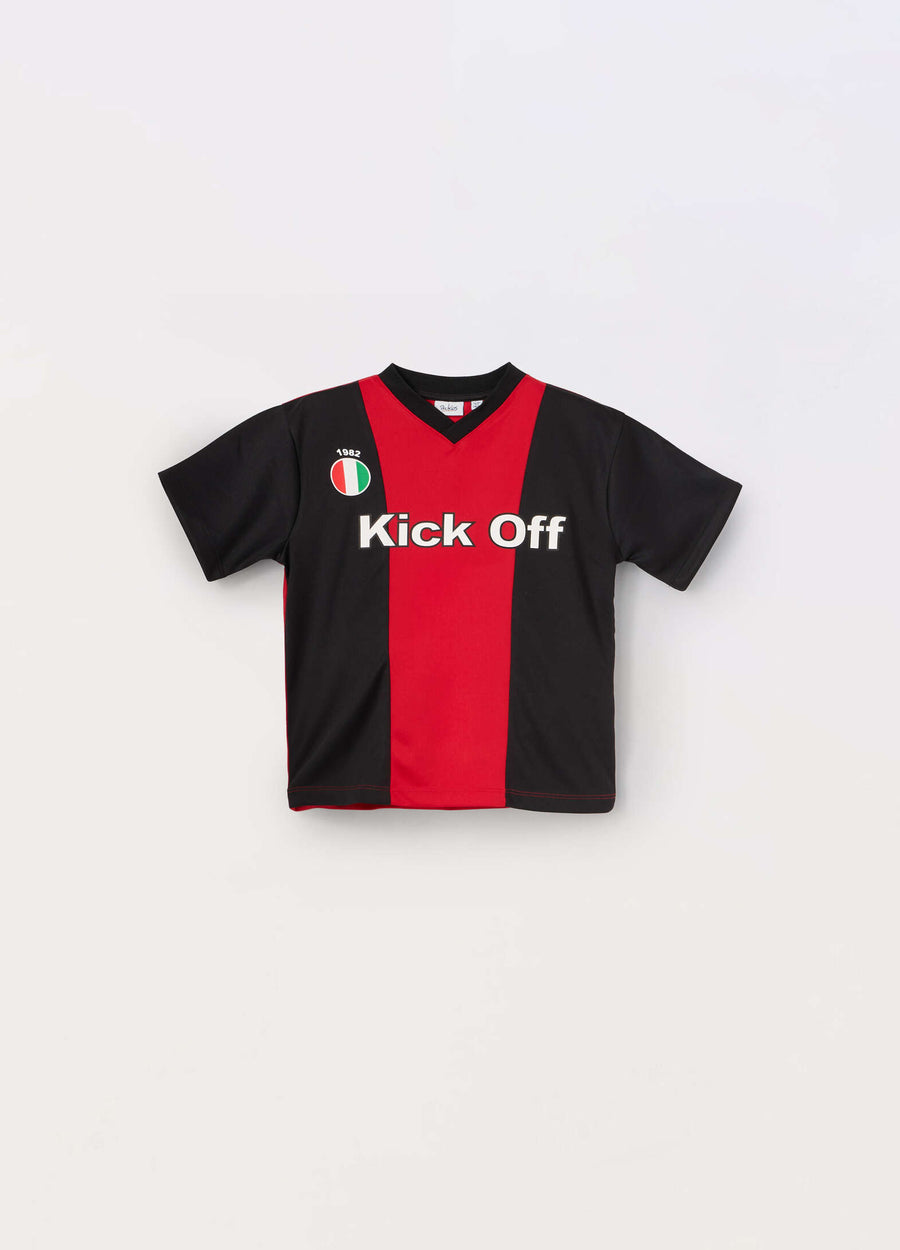 T-shirt calcio a righe bambino