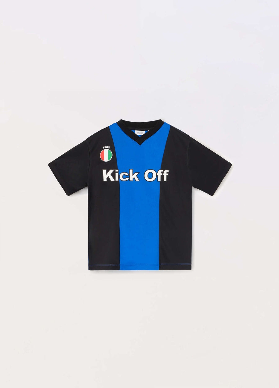 T-shirt calcio a righe bambino