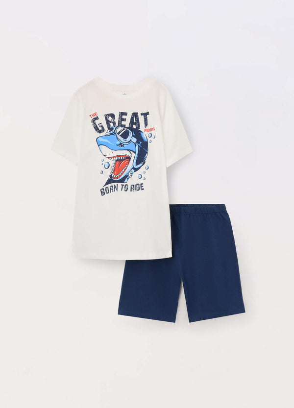 Set pigiama corto in jersey di puro cotone ragazzo