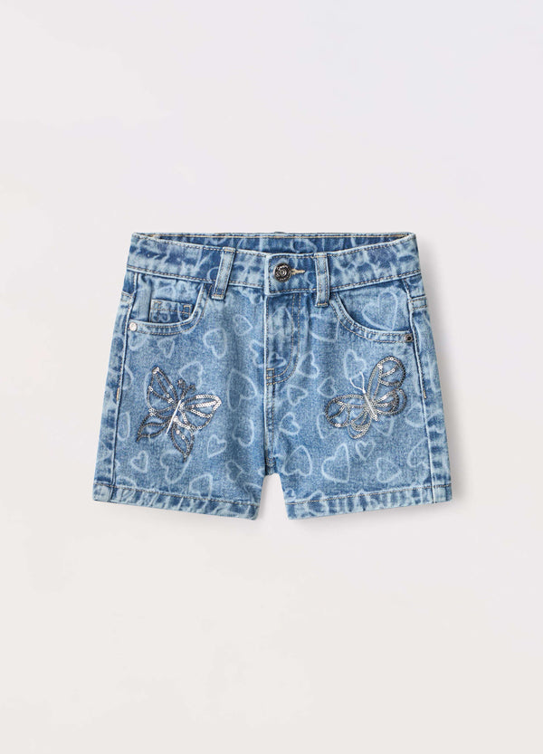 Shorts in denim di puro cotone bambina