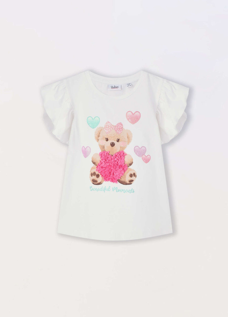T-shirt in jersey di cotone stretch bambina