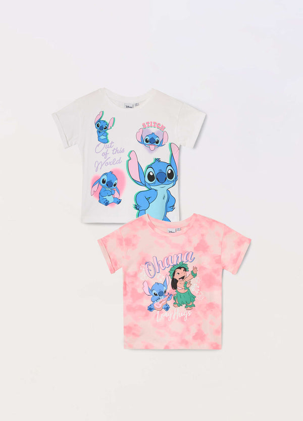 Pack 2 top in jersey stretch bambina