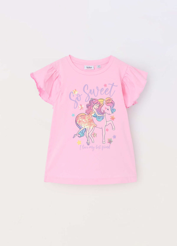 T-shirt in jersey di cotone stretch bambina
