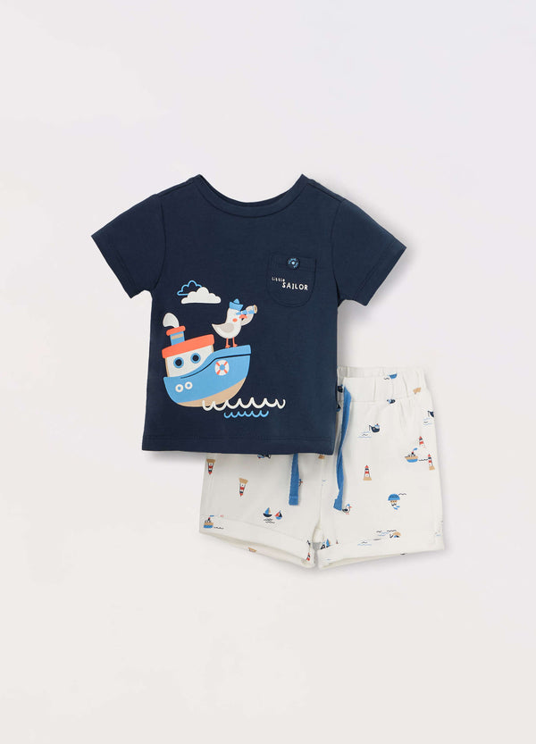 Jogging set in jersey di cotone stretch neonato.