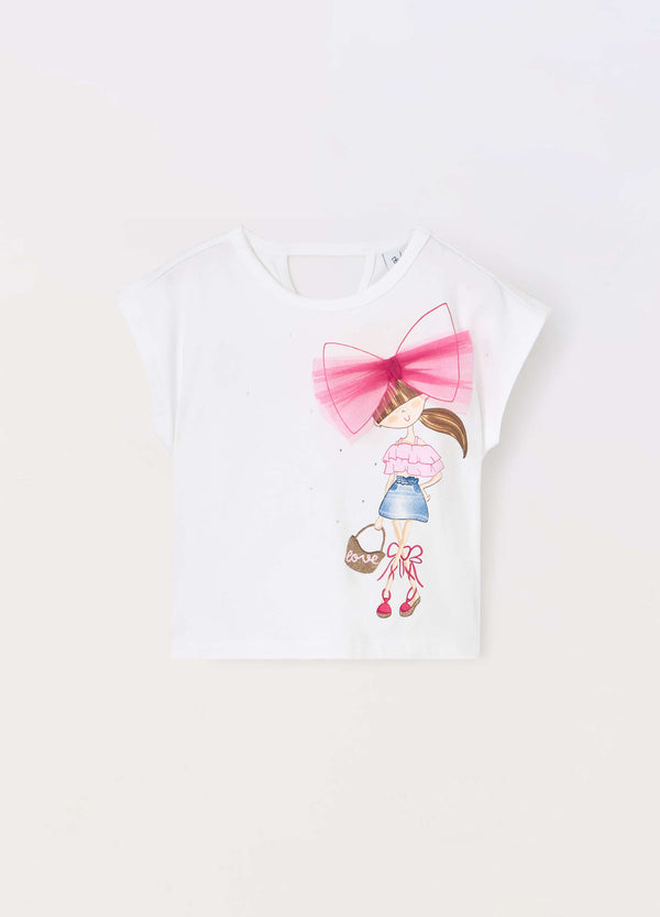 T-shirt in jersey di cotone stretch bambina