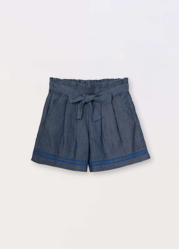 Shorts in lyocell con ricamo bambina