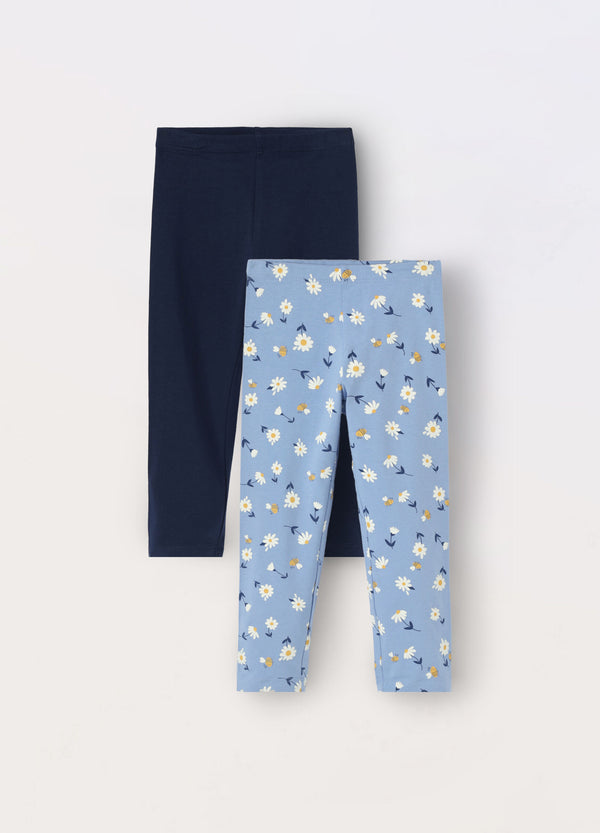 Pack 2 leggings in jersey di cotone stretch bambina
