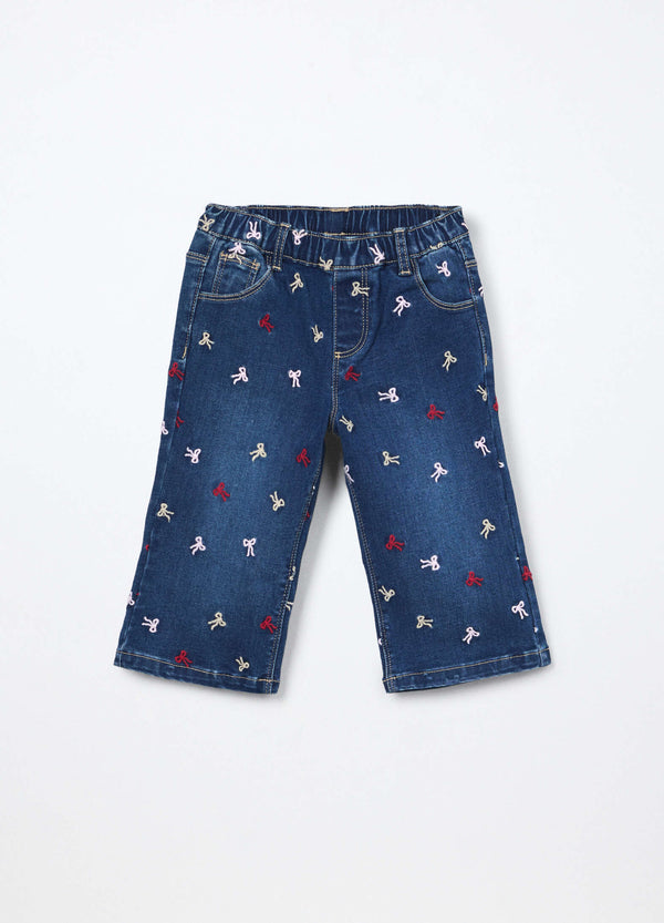 Pantaloni in denim misto cotone neonata