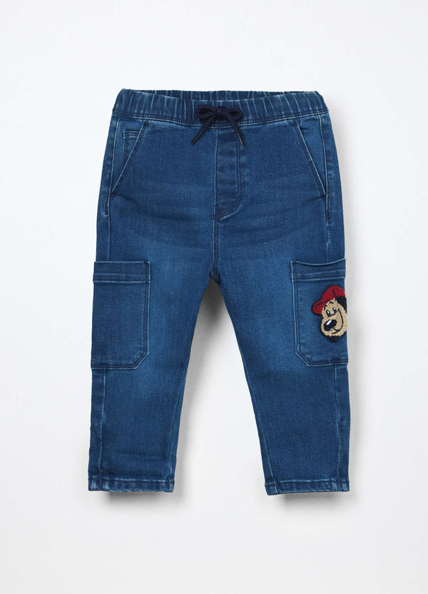 Pantaloni cargo in denim di misto cotone neonato