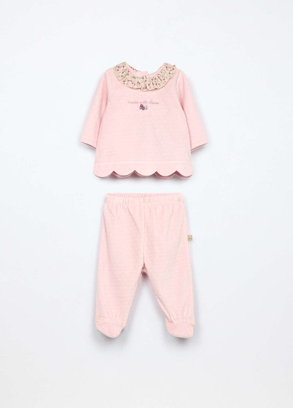 Set in misto cotone velours neonata
