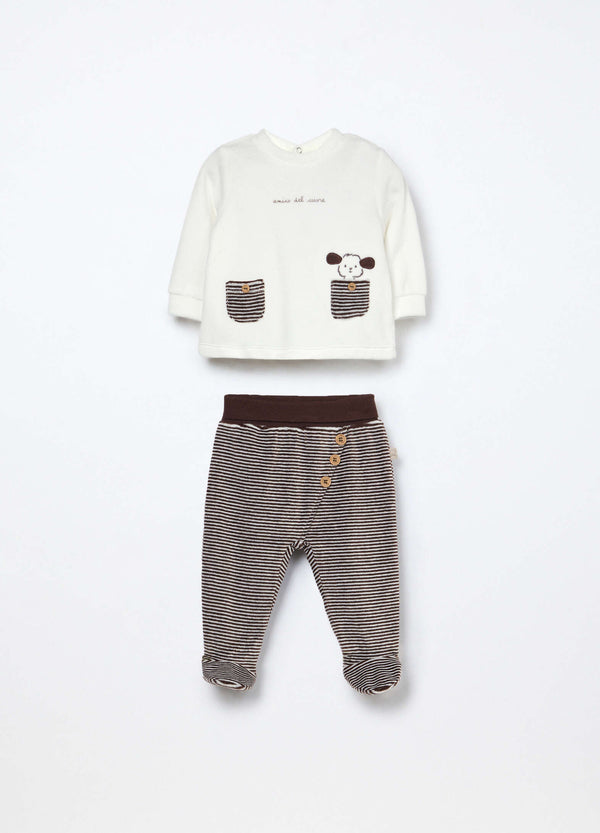 Set in misto cotone velours neonato