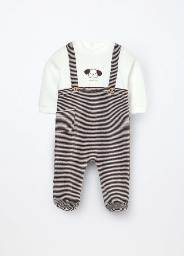 Tutina in misto cotone velours neonato