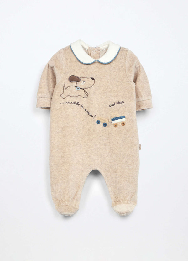 Tutina misto cotone velours neonato