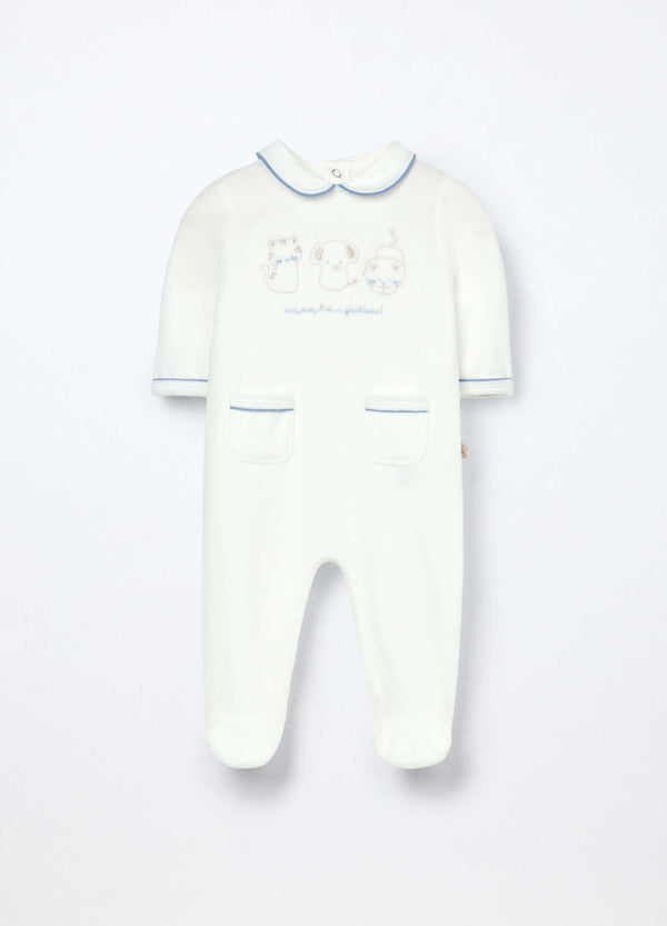 Tutina misto cotone velours neonato