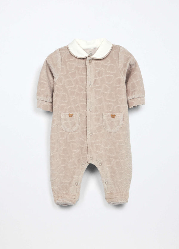 Tutina misto cotone velours neonata