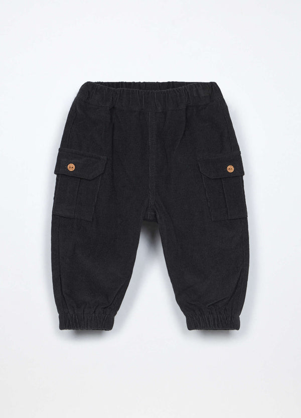 Jogger cargo in costina di puro cotone neonato