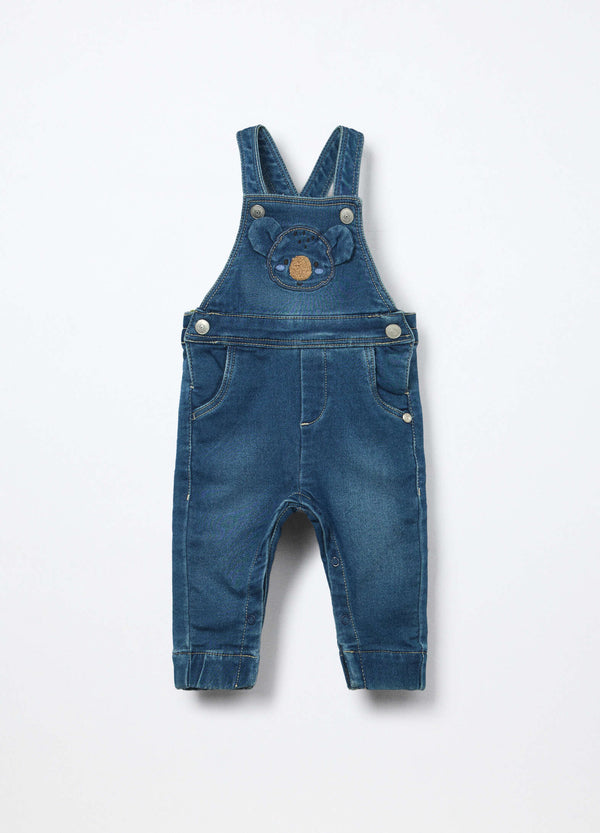 Salopette in french terry denim misto cotone neonato