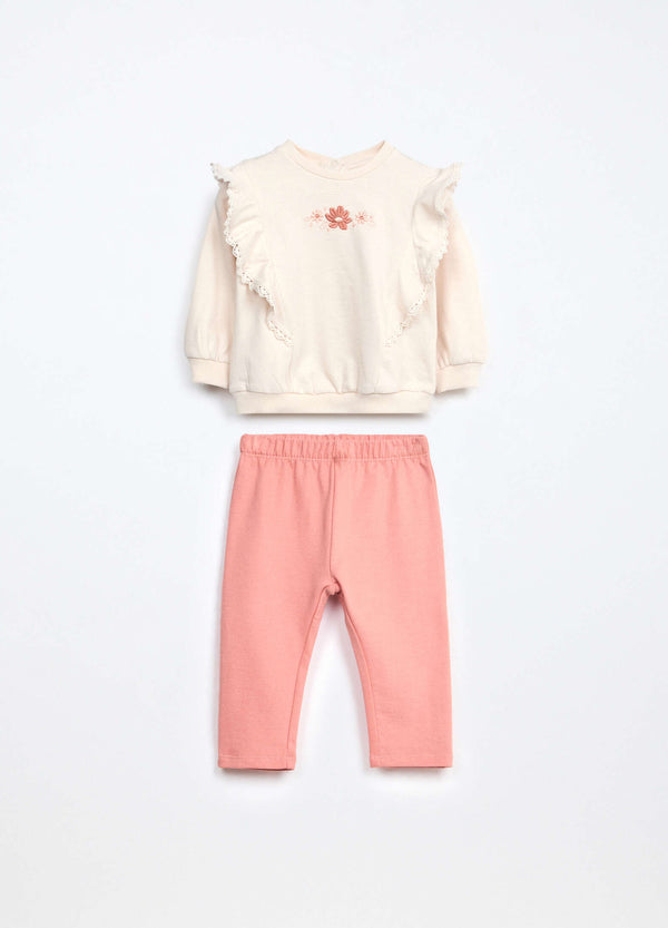 Set in puro cotone fleece neonata