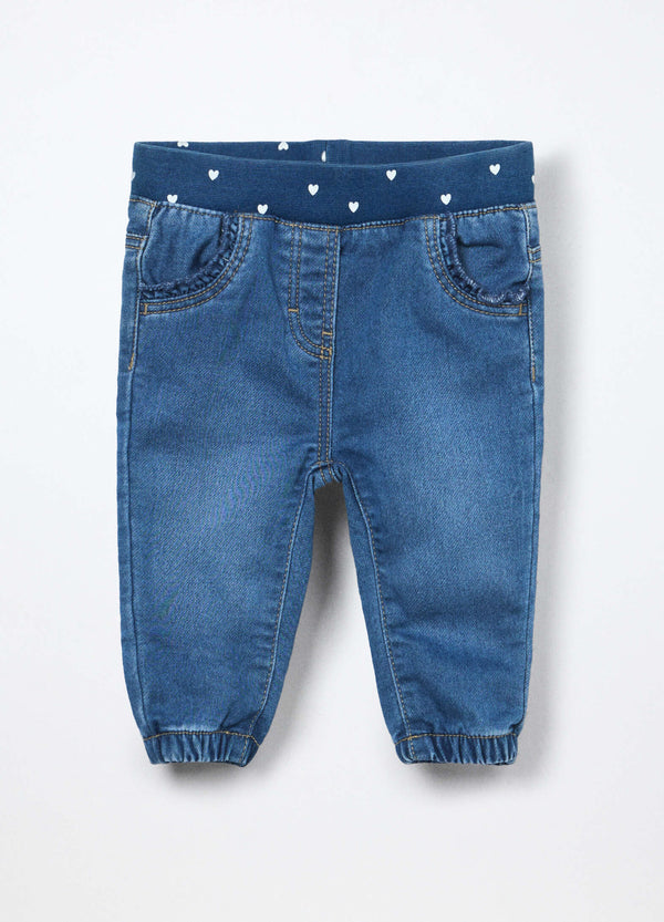 Jogger in french terry denim neonata
