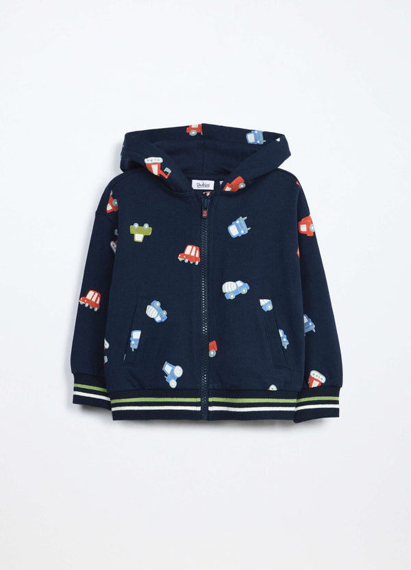 Felpa con cappuccio in french terry di puro cotone neonato