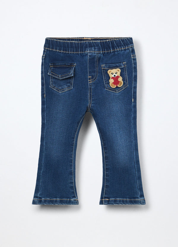 Treggings flare fit in denim di misto cotone neonata