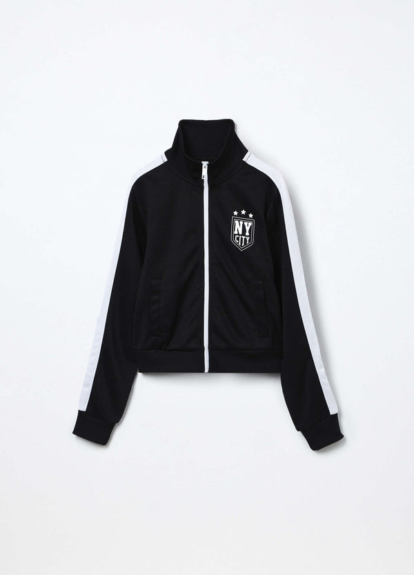 Felpa full zip con stampa ragazza