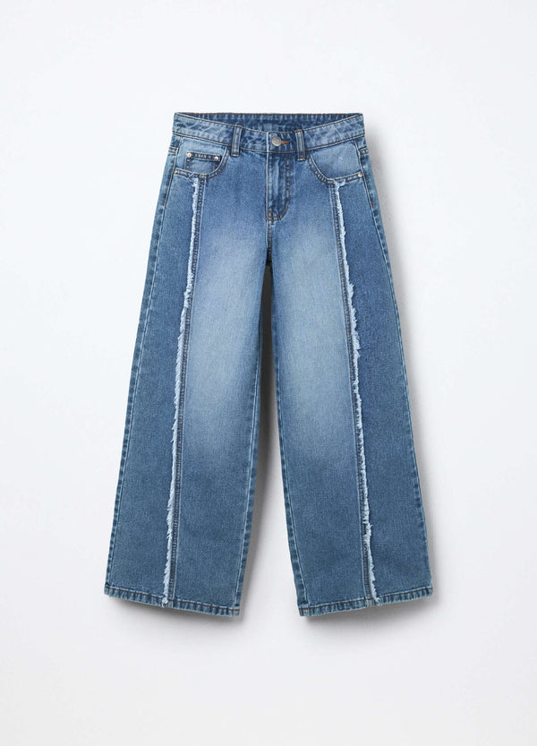 Pantaloni in denim di puro cotone ragazza.