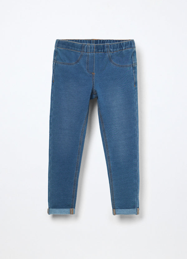Jeggings in french terry denim misto cotone bambina