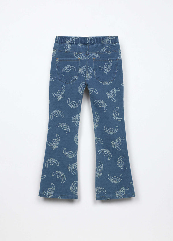 Pantaloni flare fit in french terry denim bambina