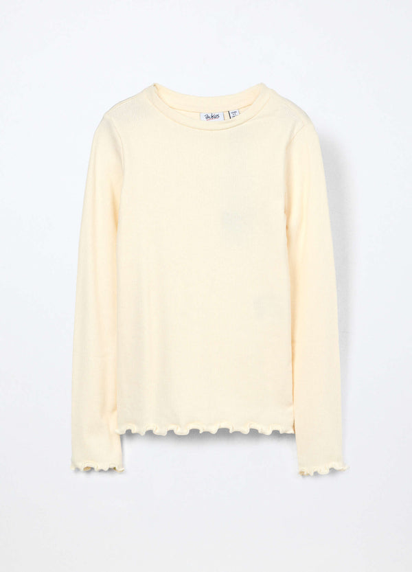 T-shirt in costina di cotone stretch bambina