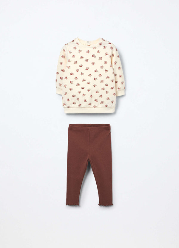 Completo tuta di cotone garzato Blukids neonata