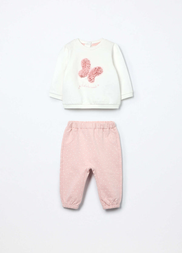 Jogging set in puro cotone fleece neonata