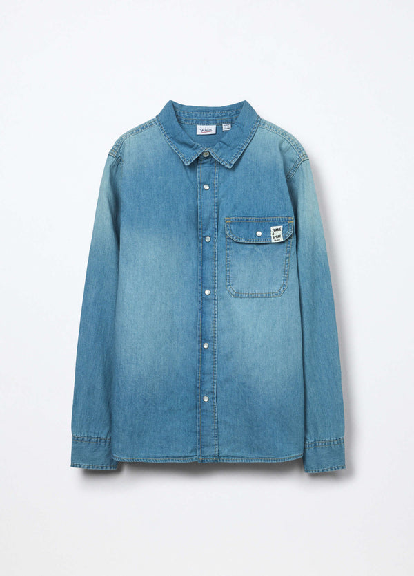 Camicia in jeans di puro cotone ragazzo