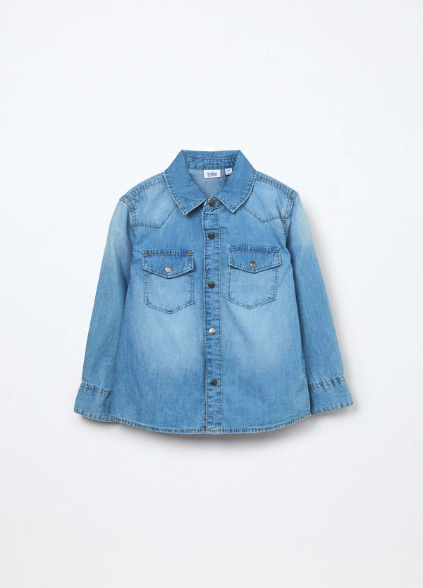 Camicia in denim di puro cotone bambino