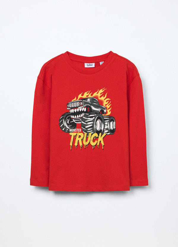 T-shirt a maniche lunghe in puro cotone jersey bambino