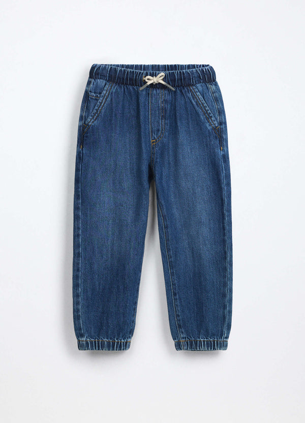 Jogger in denim misto cotone bambino
