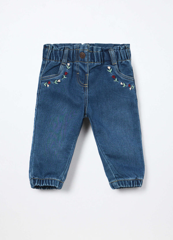 Jogger in french terry denim neonata